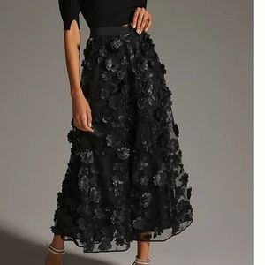 By Anthropologie Floral Appliqué Skirt